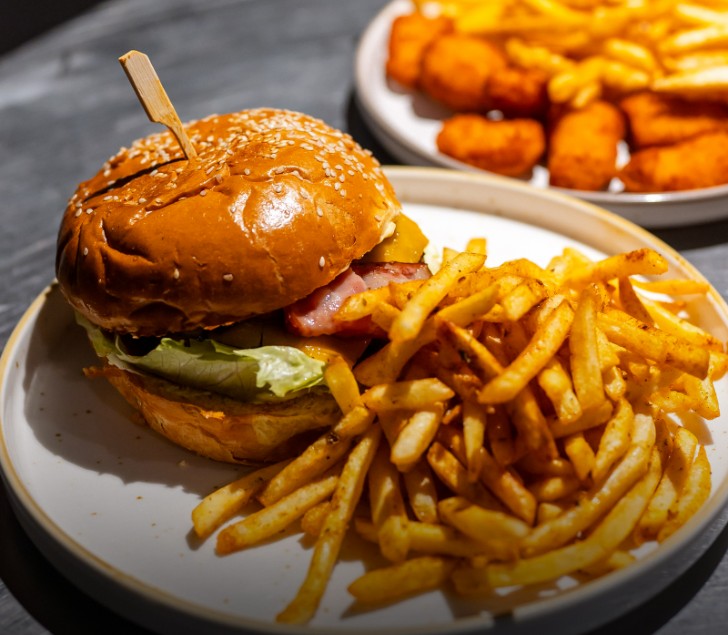 Signature burger with fries